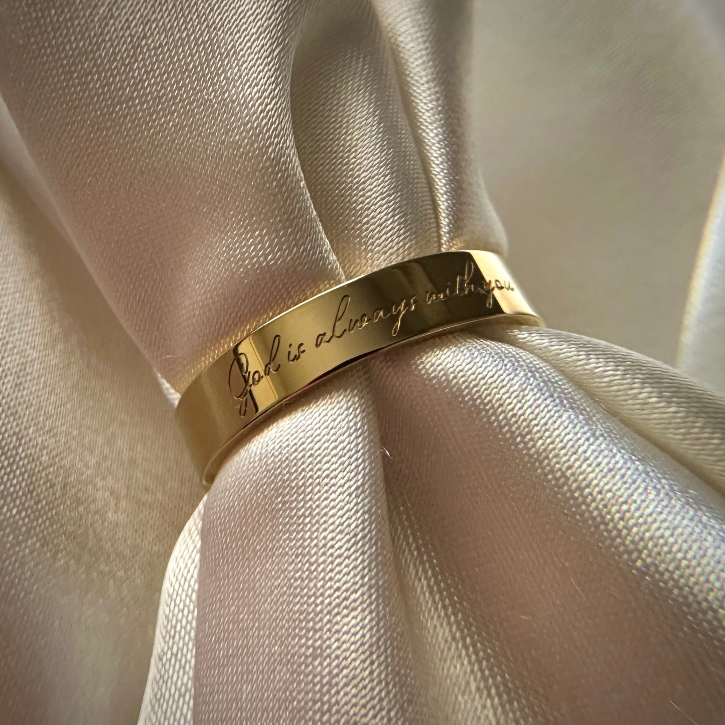 “God is Always With You” (4mm) Gold Band