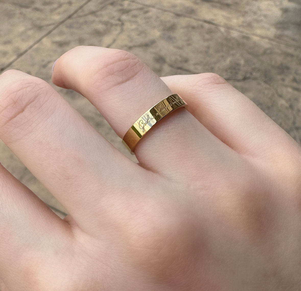 “God is Always With You” (4mm) Gold Band