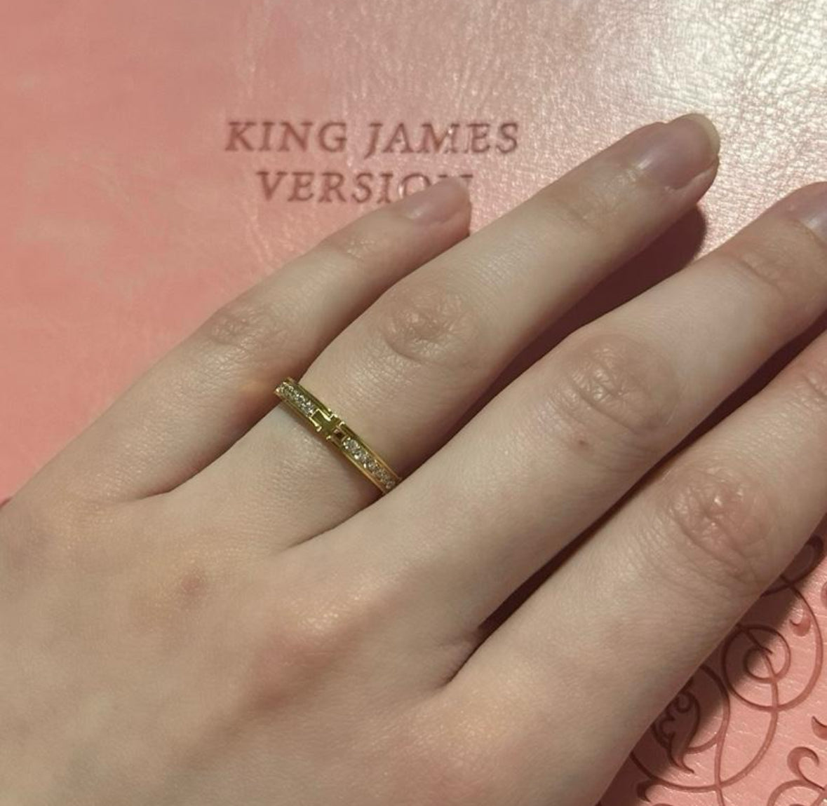 Gold CZ Cross Ring