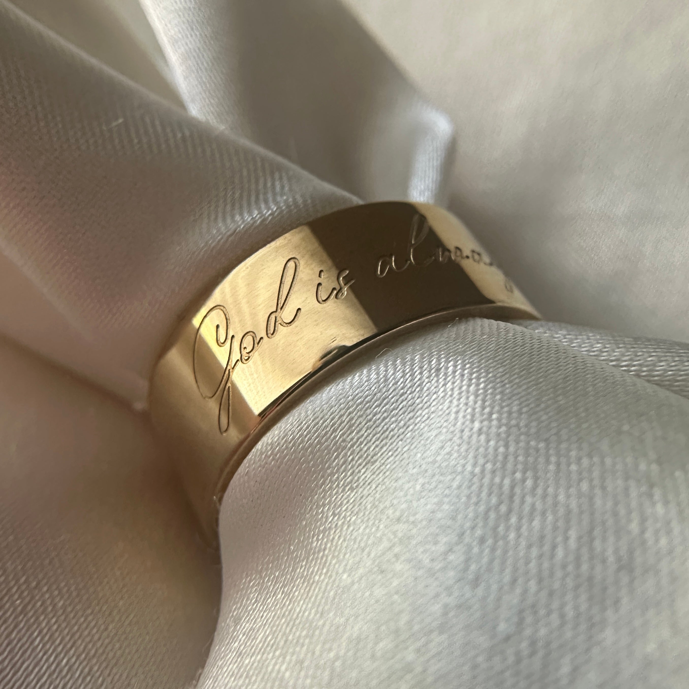 God is Always With You” (8mm) Gold Band – Your Custom Rosary