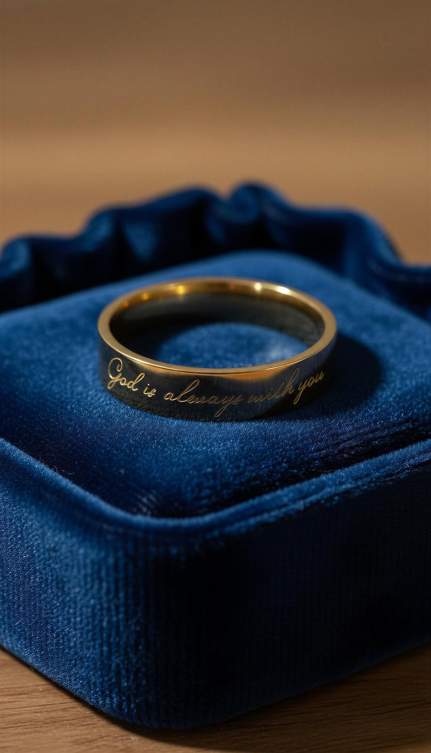 “God is Always With You” (4mm) Gold Band