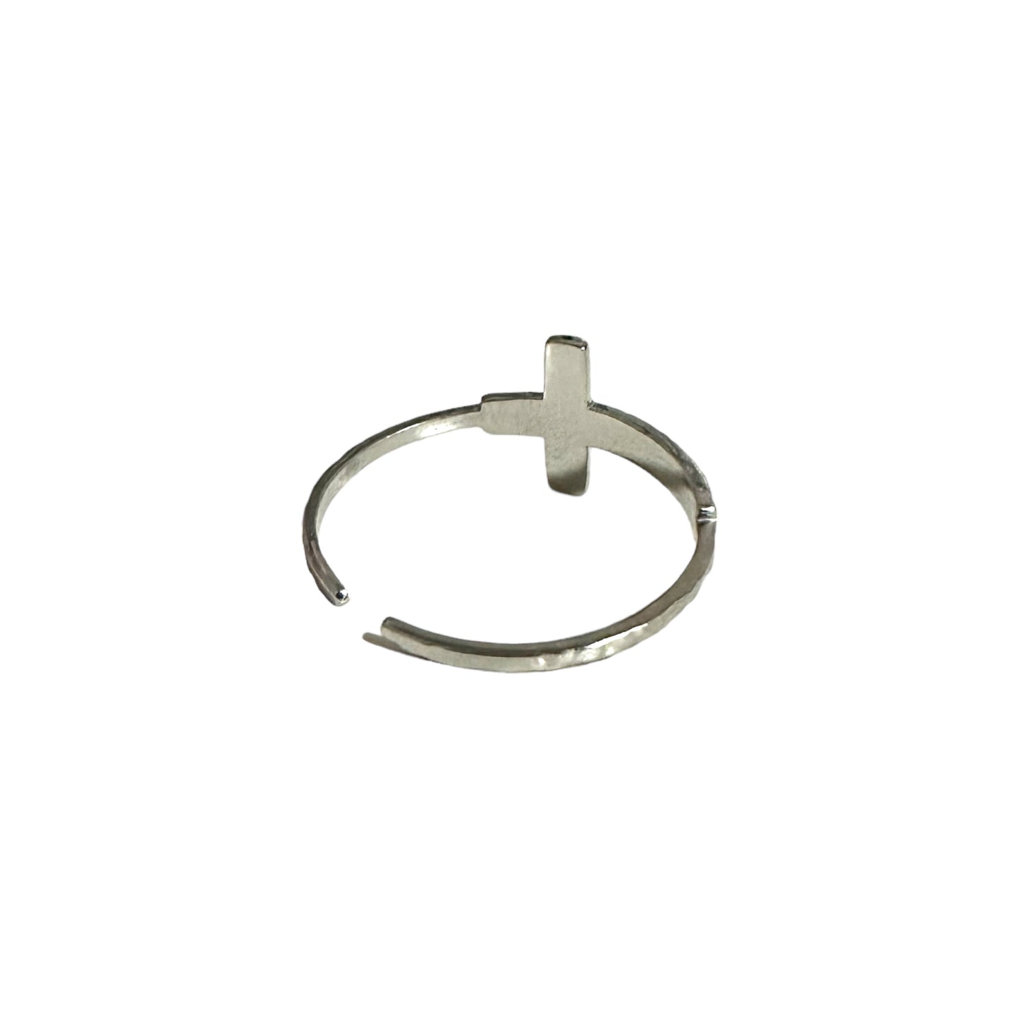 Hammered Cross Ring - Silver