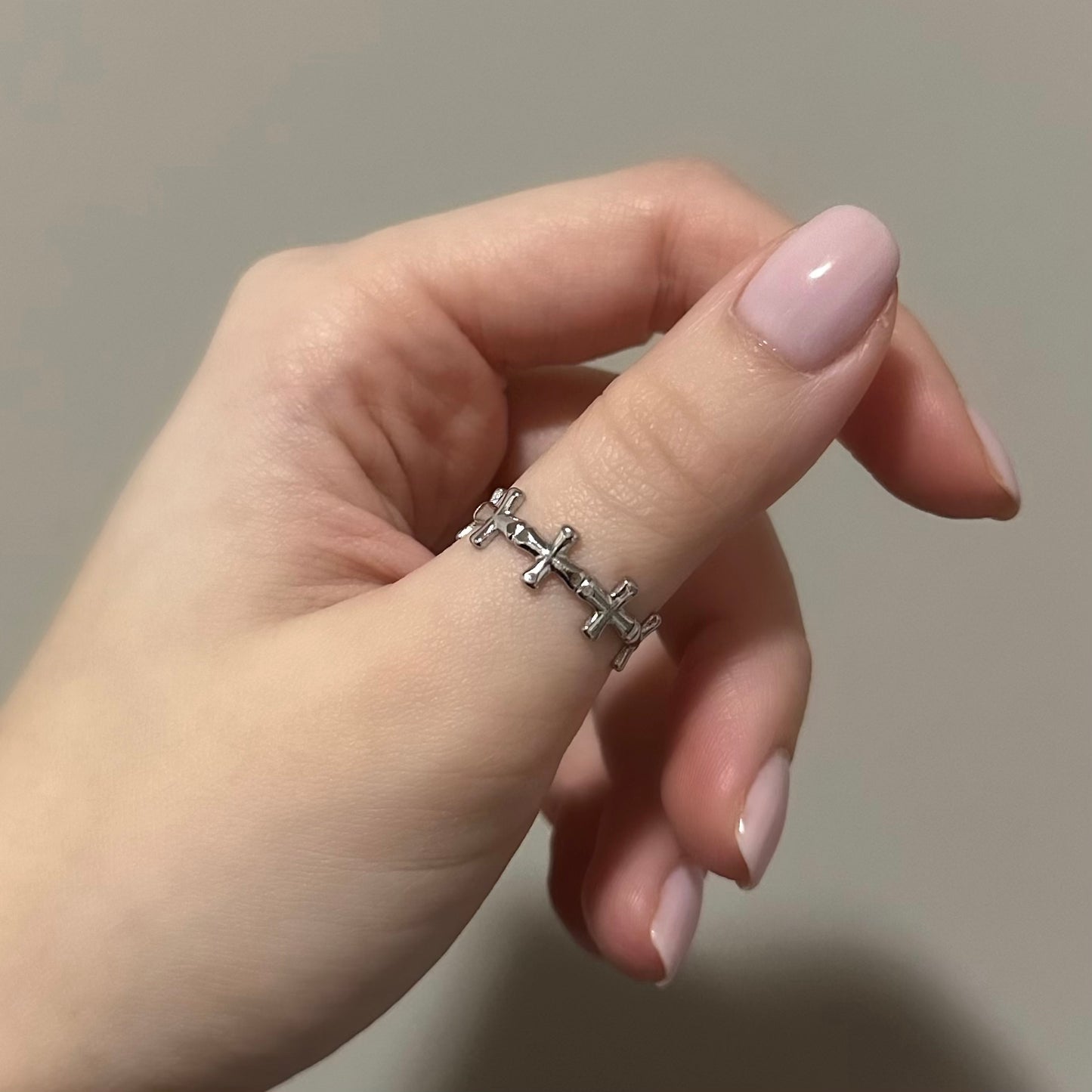 Silver Cross Cuff Ring