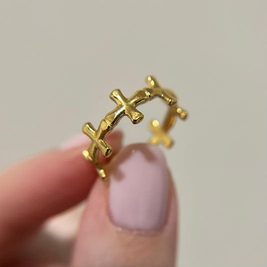 Gold Cross Cuff Ring