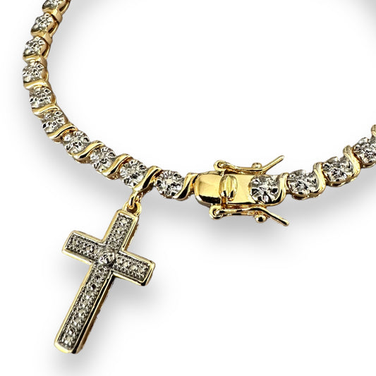 Gold Cross Tennis Bracelet