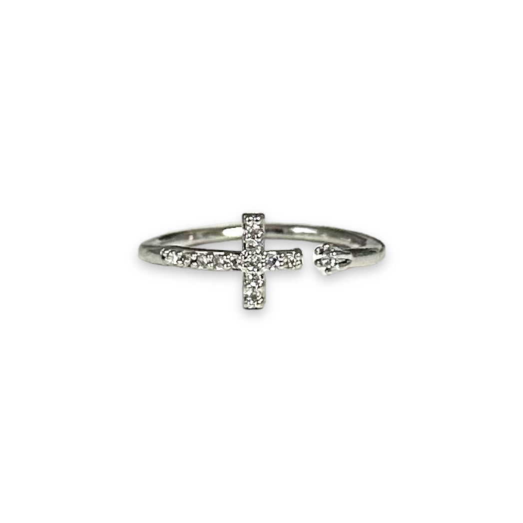 Dazzling Cross Ring - Silver