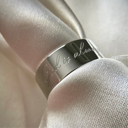 “God is Always With You” (8mm) Silver Band
