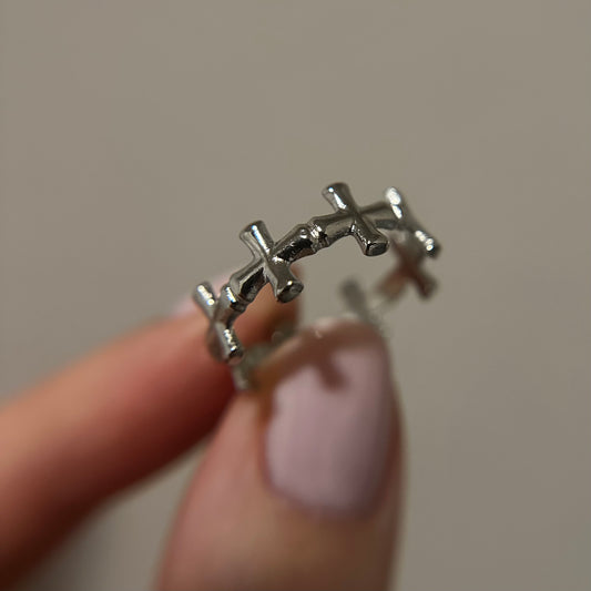 Silver Cross Cuff Ring