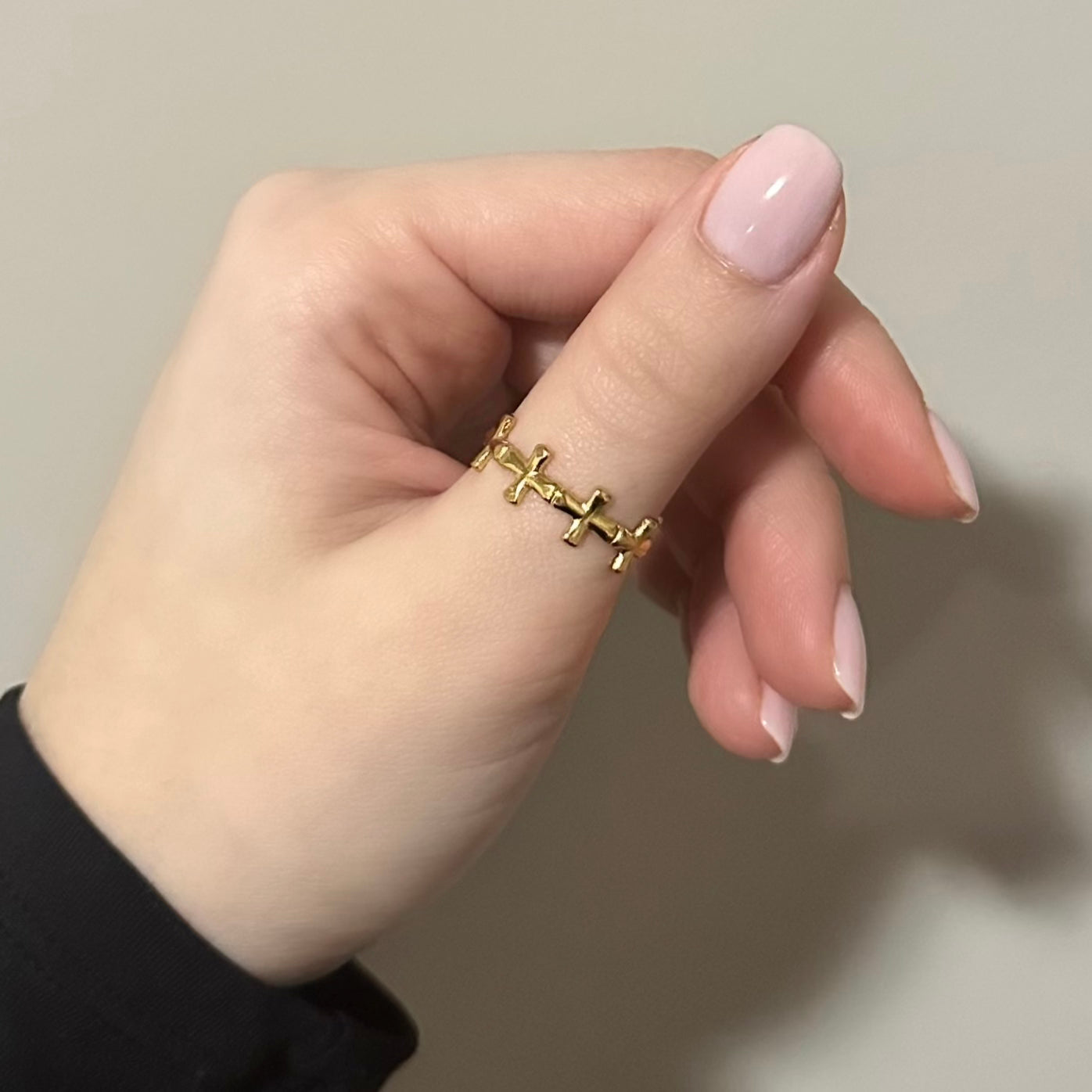 Gold Cross Cuff Ring