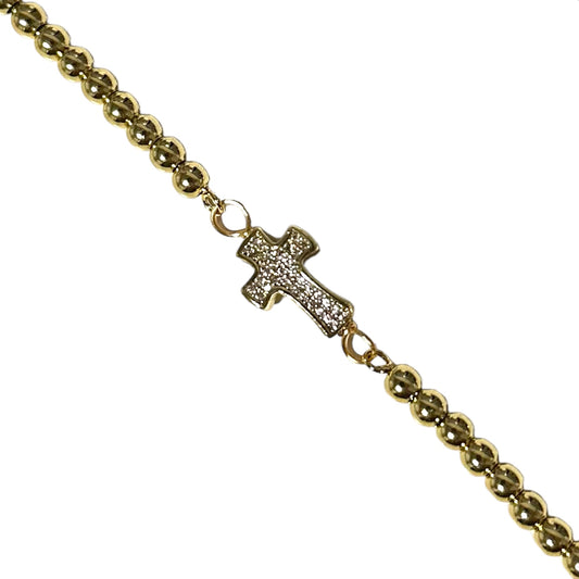 Delicate Bead Cross Slider Bracelet
