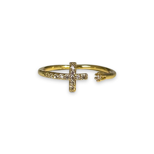 Dazzling Cross Ring - Gold