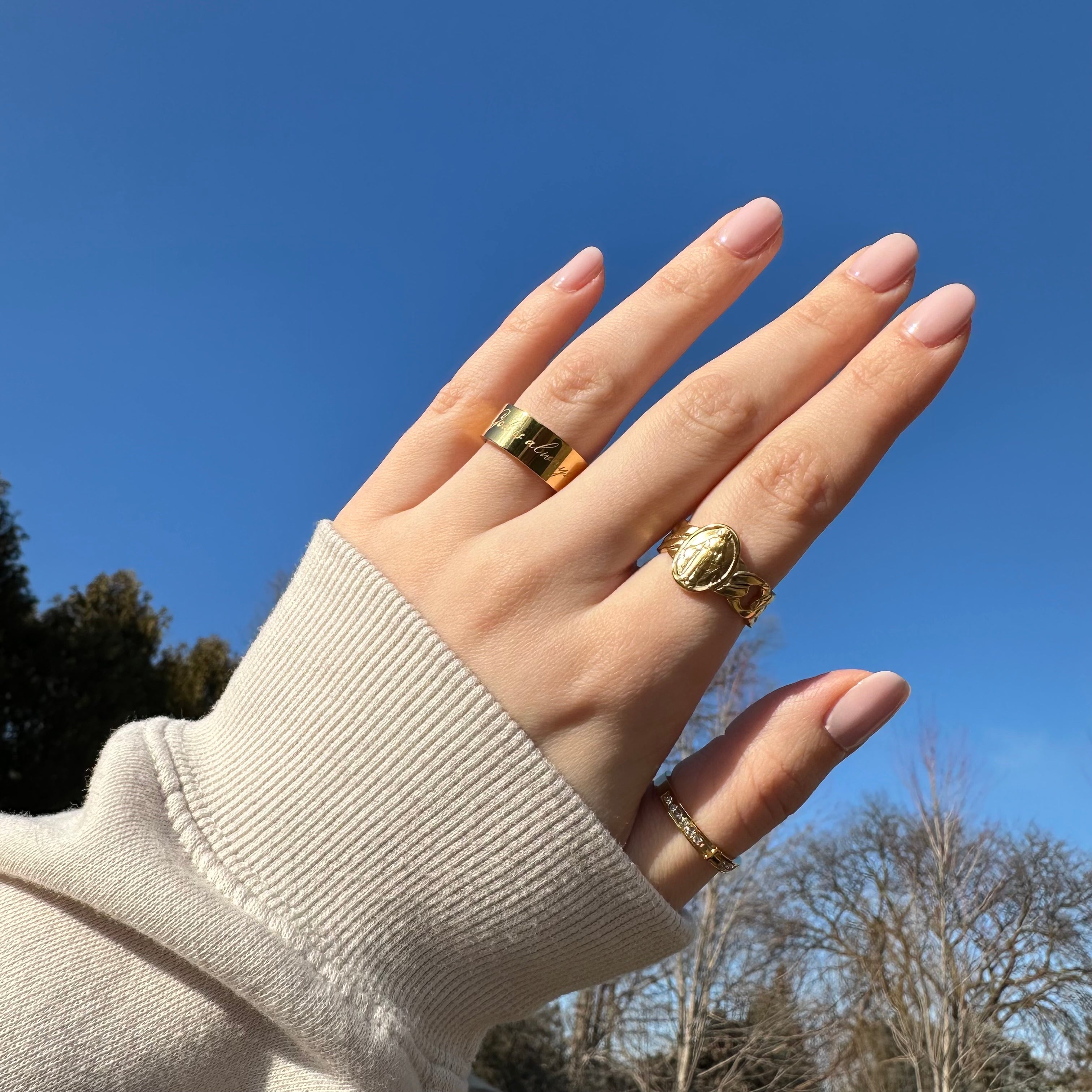 GOD ONLY KNOWS☺︎リング☺︎ゴールド God is Always With You” (8mm) Gold Band – Your Custom Rosary