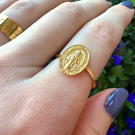 Golden Virgin Mary Ring
