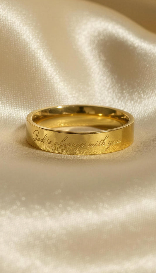 “God is Always With You” (4mm) Gold Band