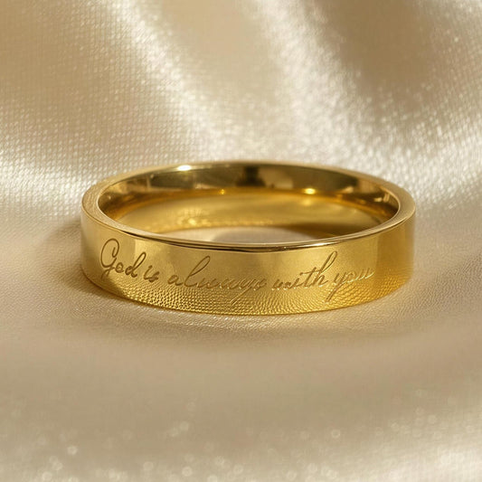 “God is Always With You” (4mm) Gold Band