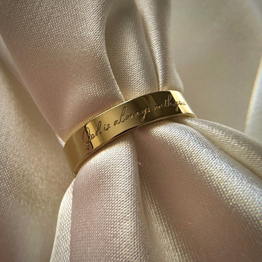 “God is Always With You” (4mm) Gold Band