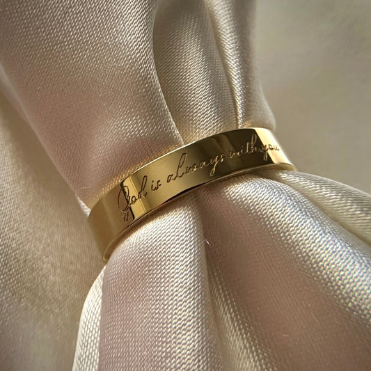 “God is Always With You” (4mm) Gold Band