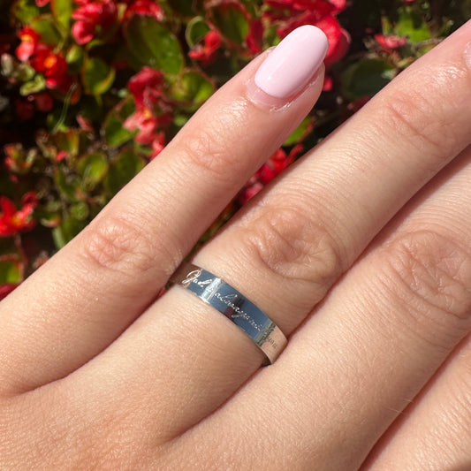 “God is Always With You” (4mm) Silver Band