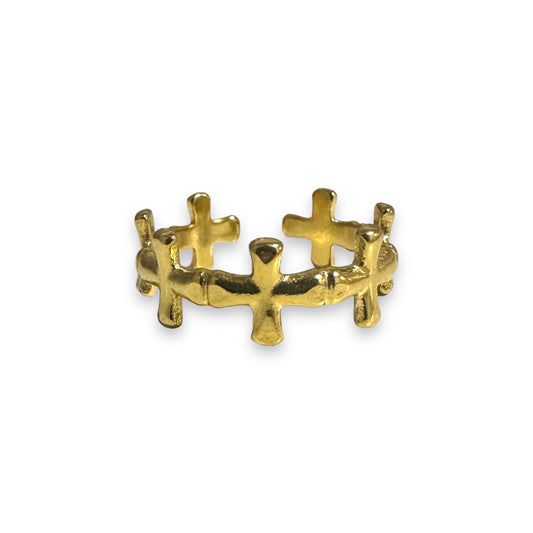Gold Cross Cuff Ring