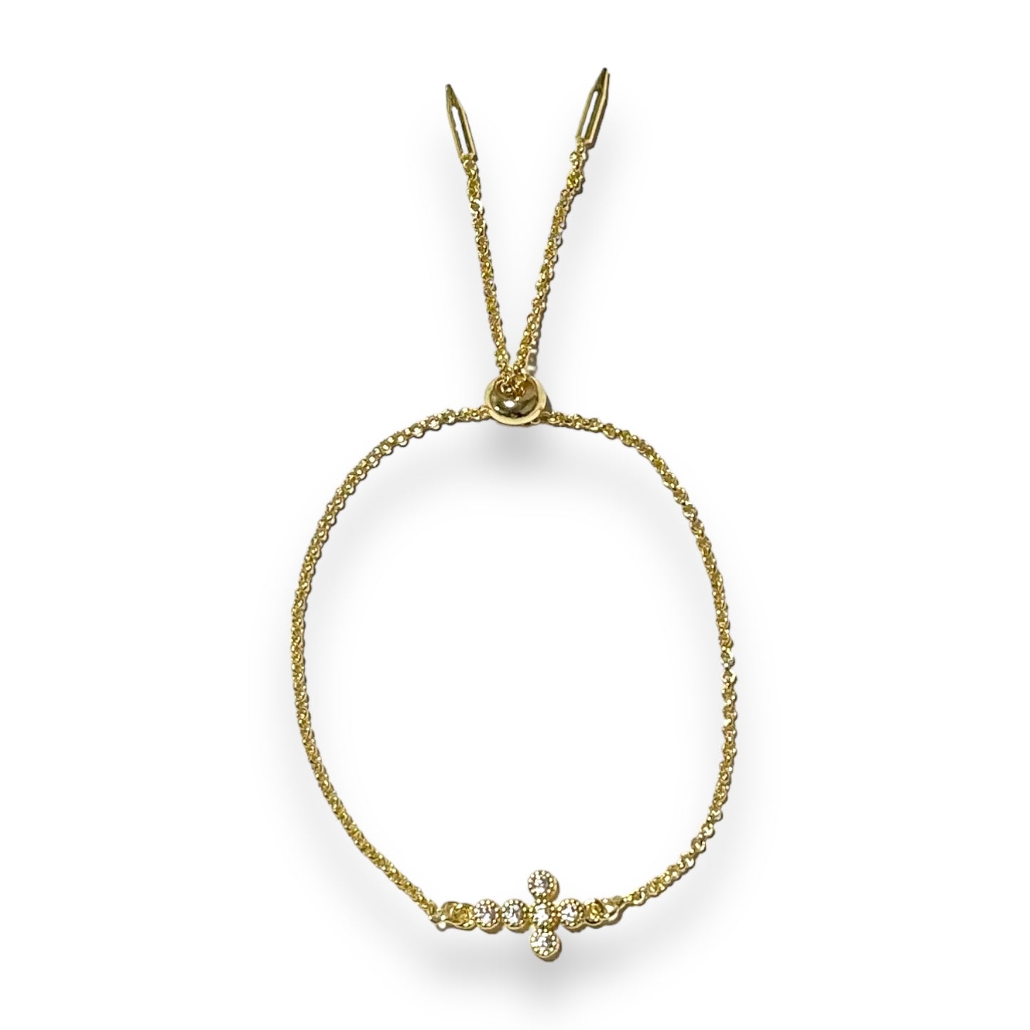 Dainty Gold Cross Slider Bracelet