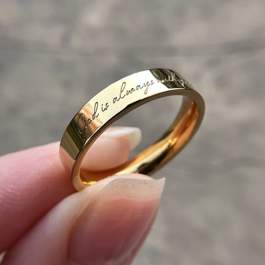 “God is Always With You” (4mm) Gold Band