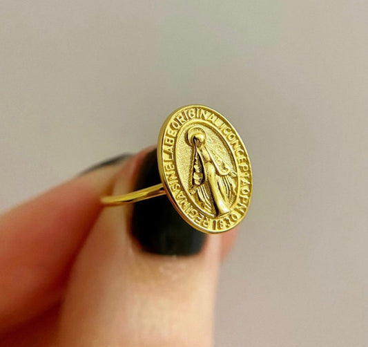 Golden Virgin Mary Ring