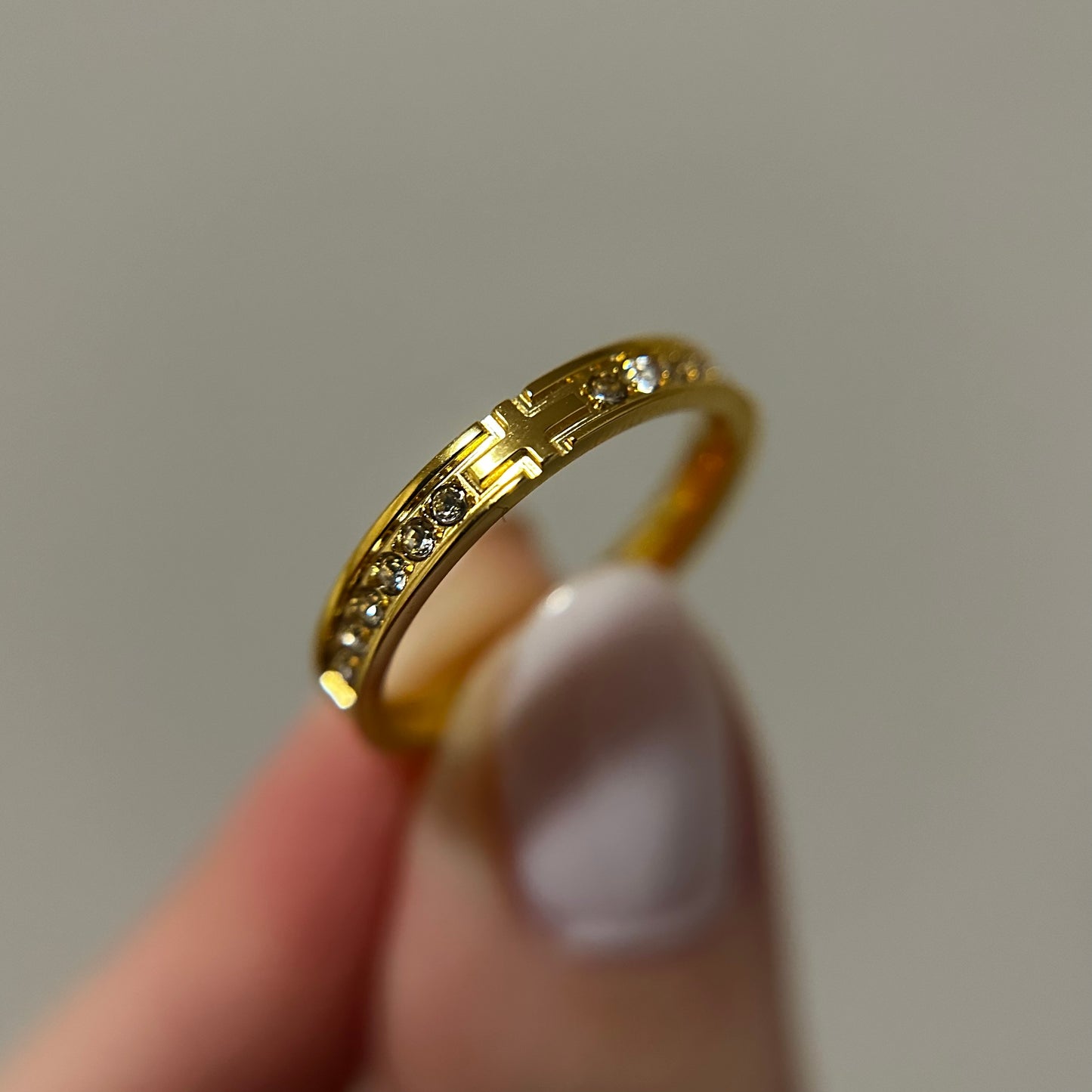 Gold CZ Cross Ring