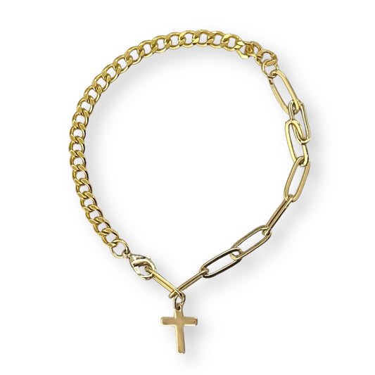 Paperclip Cross Chain Bracelet