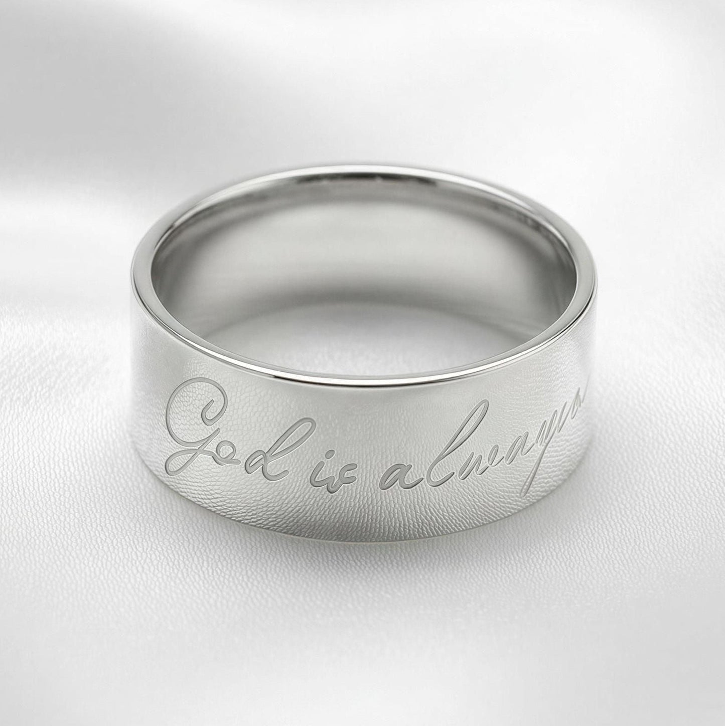 “God is Always With You” (8mm) Silver Band