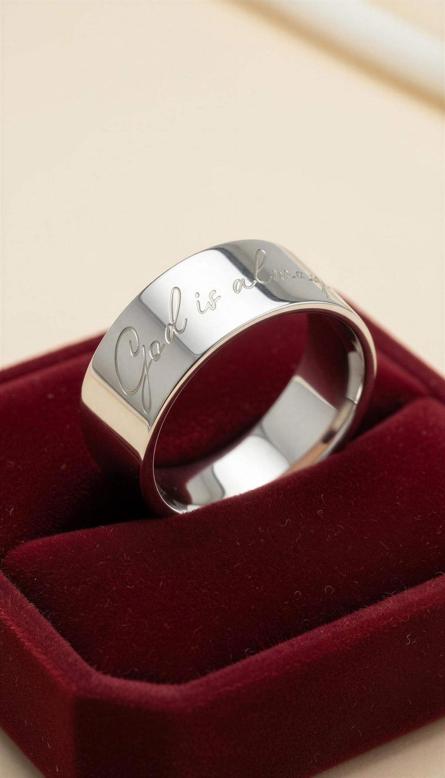“God is Always With You” (8mm) Silver Band