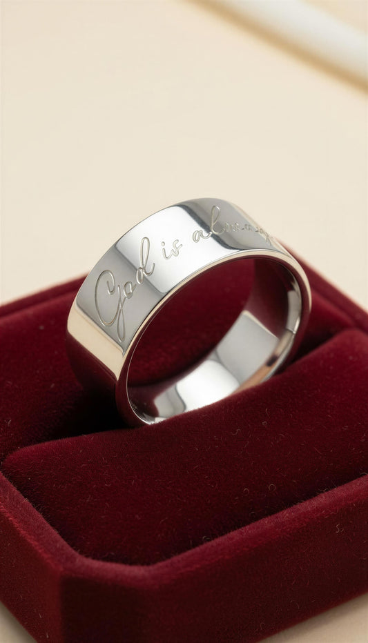 “God is Always With You” (8mm) Silver Band