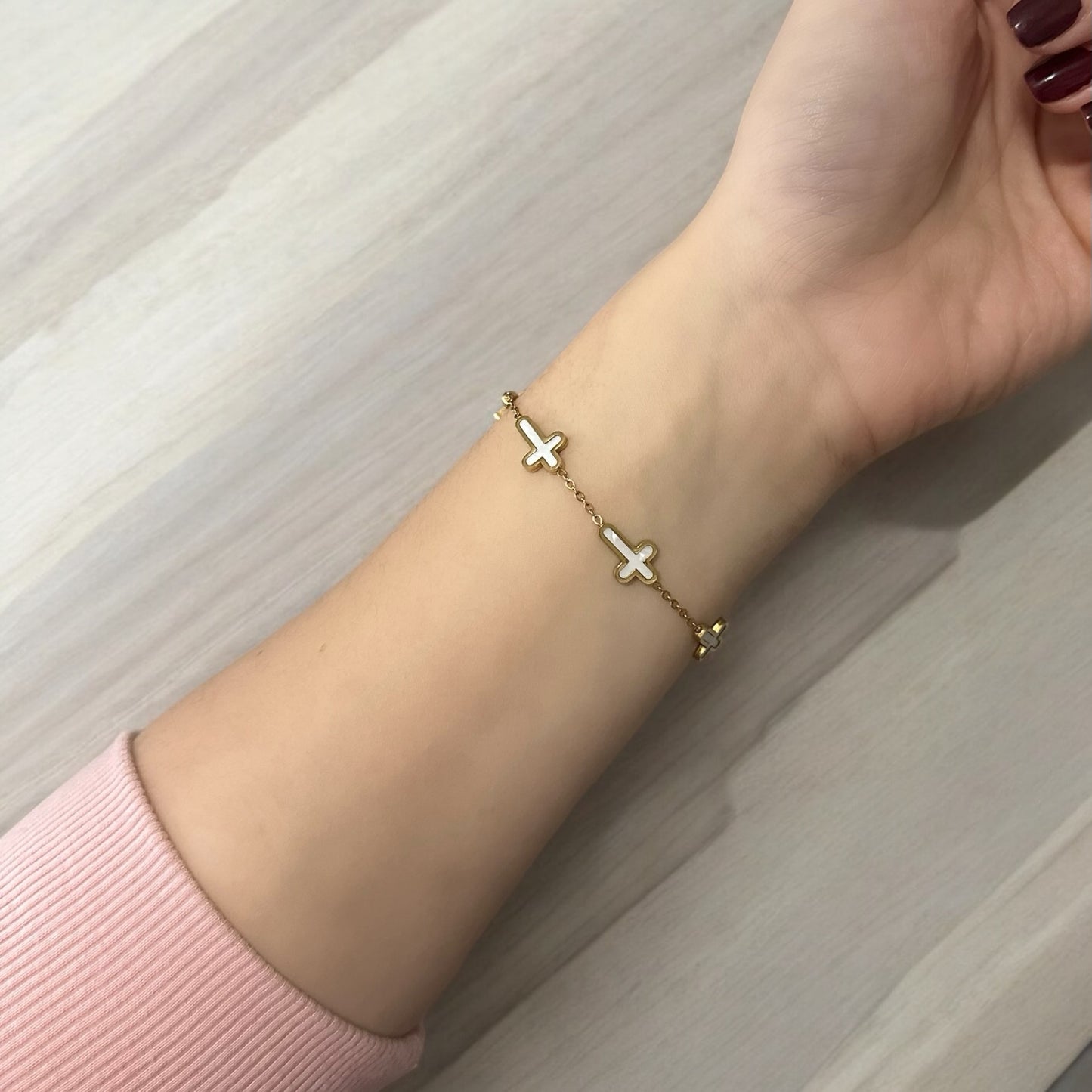 White Cross Bracelet