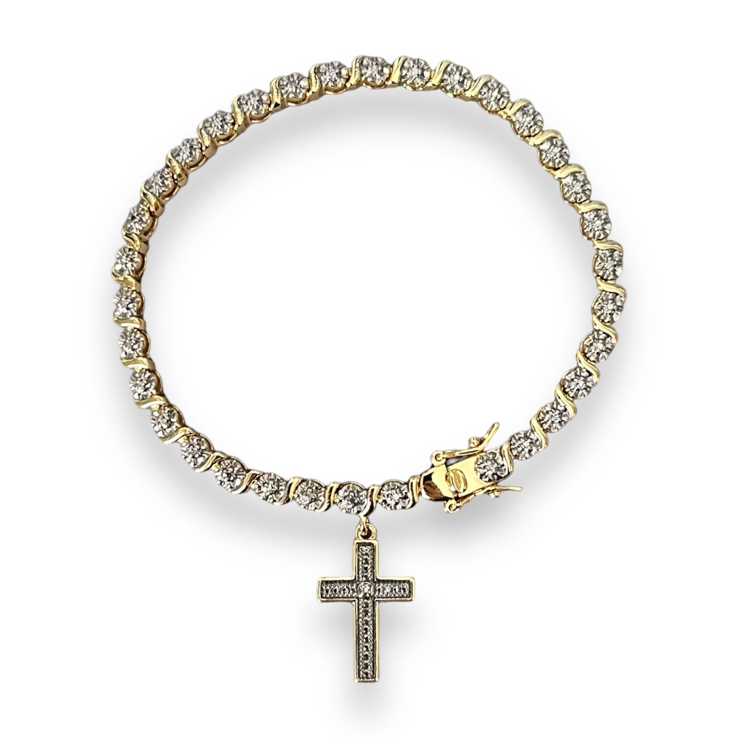 Gold Cross Tennis Bracelet