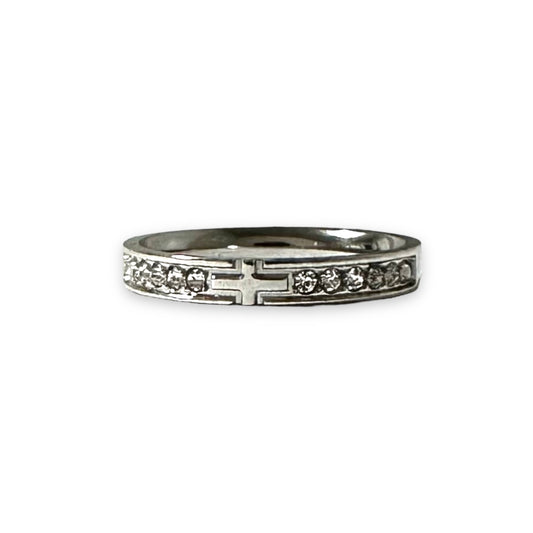 Silver CZ Cross Ring