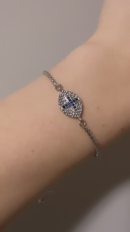 Blue Cross Slider Bracelet